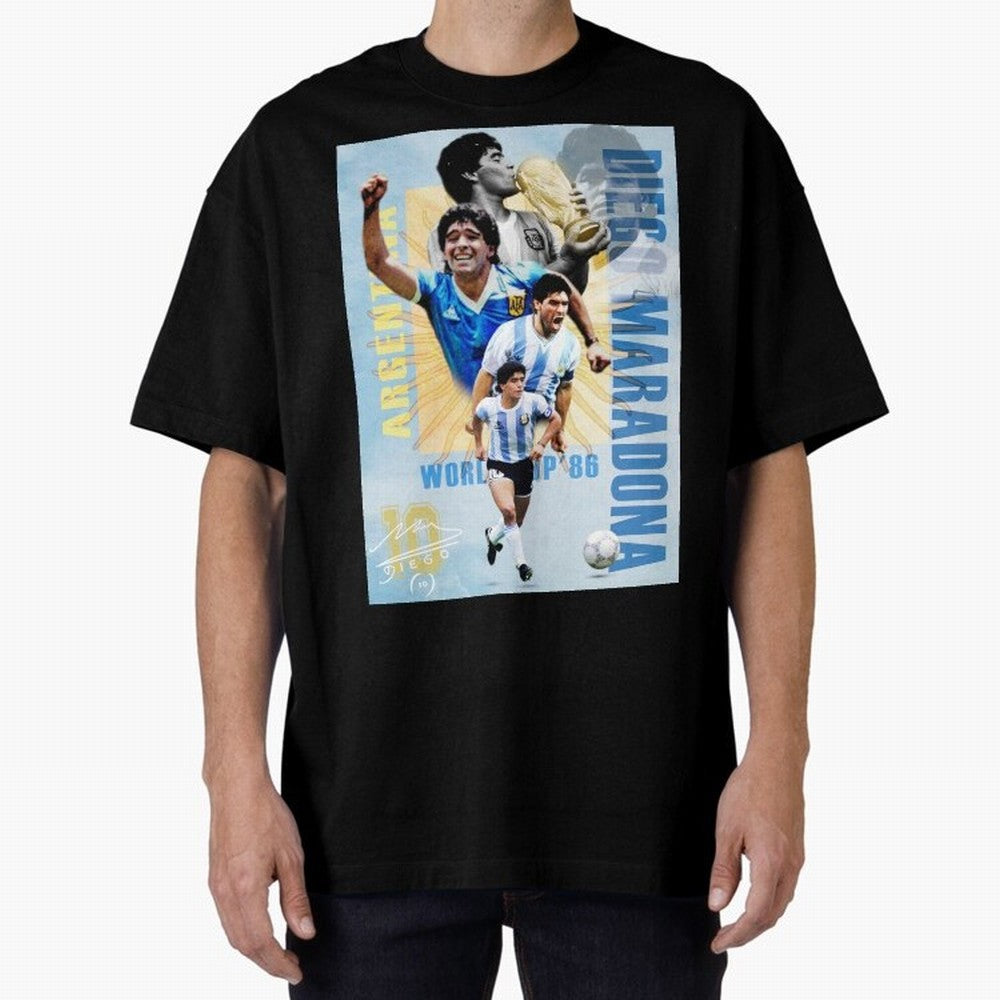 Diego Maradona Argentina Poster - Iconic World Cup Legend Art Print Oversized T-Shirt Celebrate Football Heritage in Global Football Passion for FIFA World Cup 2026 USA Canada Mexico, with Cristiano Ronaldo, Haaland and CR7, Spain, Worldwide Fan