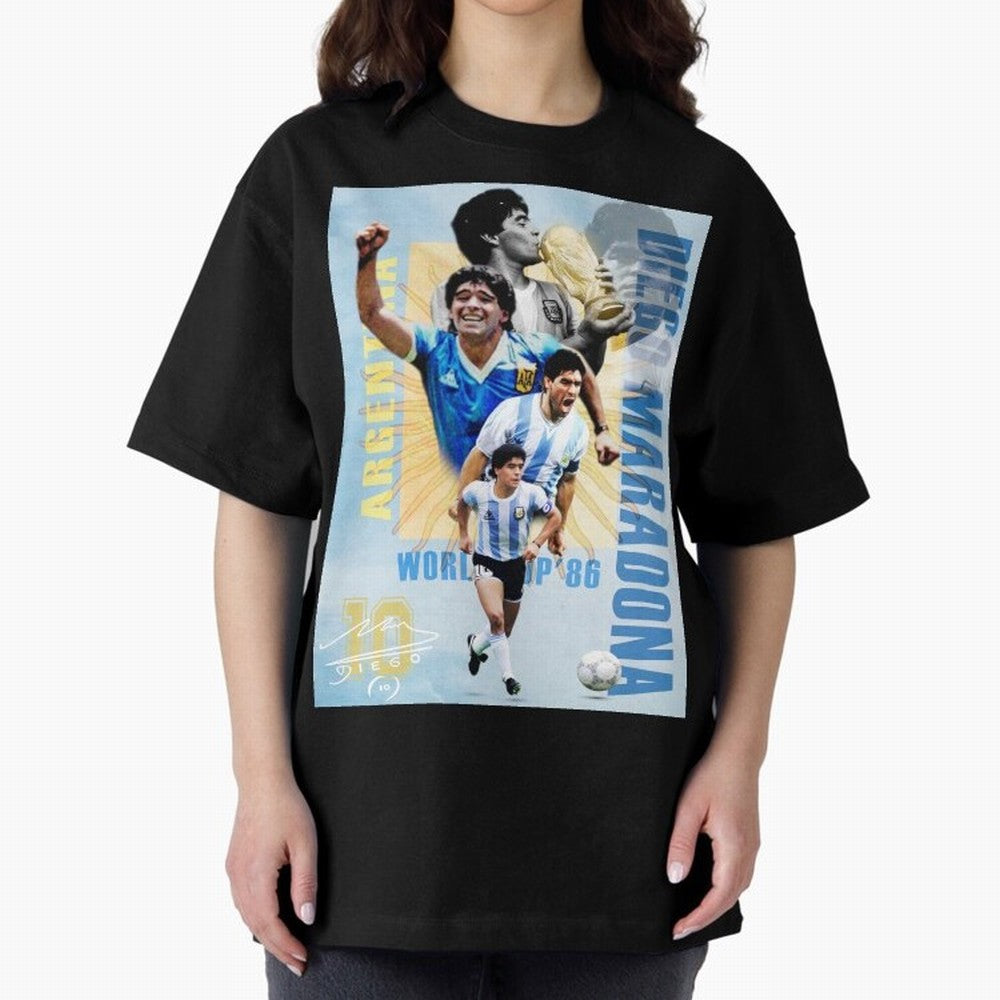 Diego Maradona Argentina Poster - Iconic World Cup Legend Art Print Oversized T-Shirt Celebrate Football Heritage in Global Football Passion for FIFA World Cup 2026 USA Canada Mexico, with Cristiano Ronaldo, Haaland and CR7, Spain, Worldwide Fan