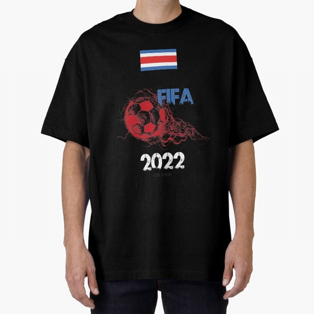 World Cup Qatar 2022 Costa Rica Oversized T-Shirt Bring Supporter Culture to Global Football Passion for FIFA World Cup 2026 Group Stage, Featuring Messi and Cristiano Ronaldo, Brazil, Portugal and Argentina, Supporter Pride, Iconic Celebrations,
