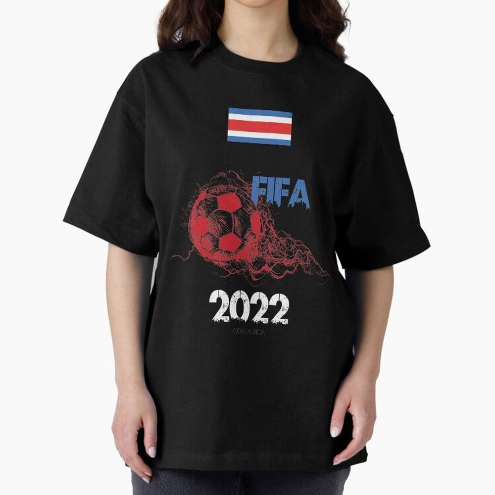 World Cup Qatar 2022 Costa Rica Oversized T-Shirt Bring Supporter Culture to Global Football Passion for FIFA World Cup 2026 Group Stage, Featuring Messi and Cristiano Ronaldo, Brazil, Portugal and Argentina, Supporter Pride, Iconic Celebrations,