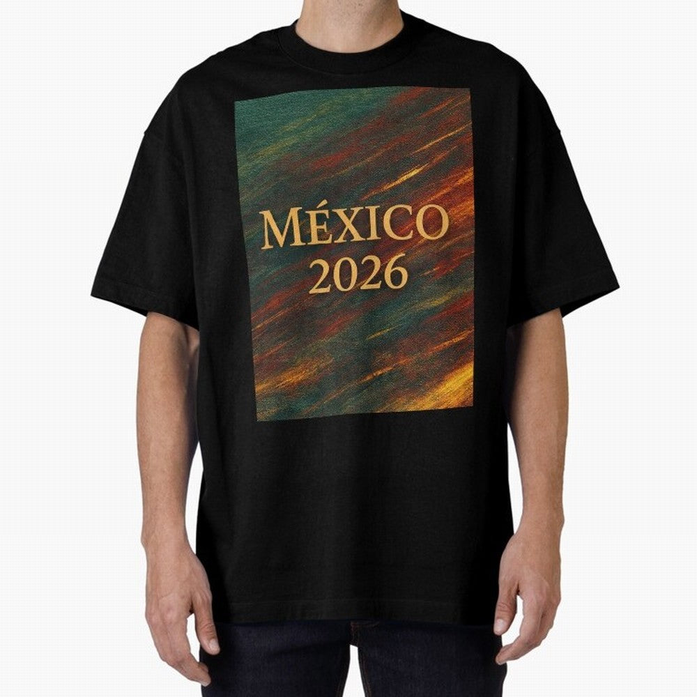Mexico 2026 Arc of Color - Elegant and Luxury Design for Soccer Fans Oversized T-Shirt Join Global Football Passion for FIFA World Cup 2026 USA Canada Mexico, Centered on CR7 and Messi, Portugal, Sports Nostalgia, International Competition, Famous