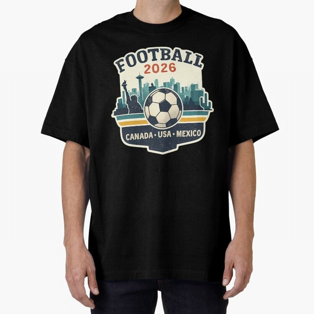 Football 2026 One World One Goal Oversized T-Shirt Celebrate Classic Football Spirit in FIFA World Cup 2026 Driven by Mbappe, Brazil, Portugal and Argentina Energy, Football Passion, Legendary Performances, Festival Vibes and Supporter Community;