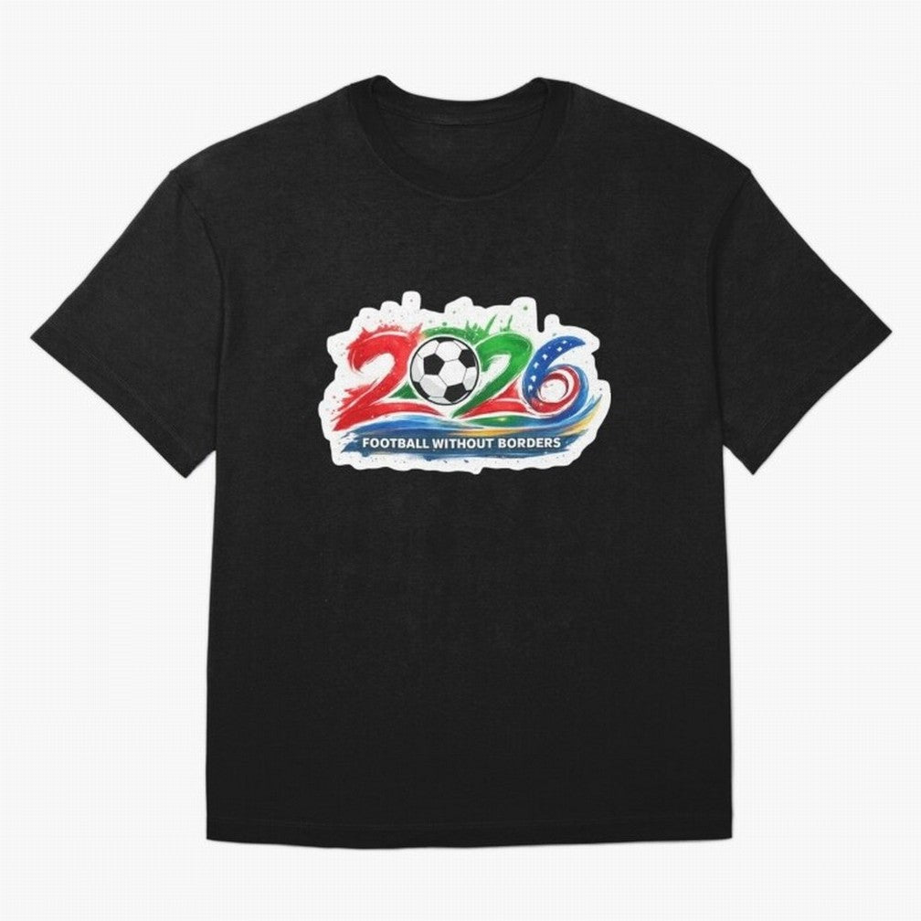 Football Without Borders 2026 Artistic Logo Oversized T-Shirt Support Iconic Players in FIFA World Cup 2026 Spirit, Centered on France and Portugal, Messi and Cristiano Ronaldo, Global Supporter Spirit, Legendary Goals, National Colors and