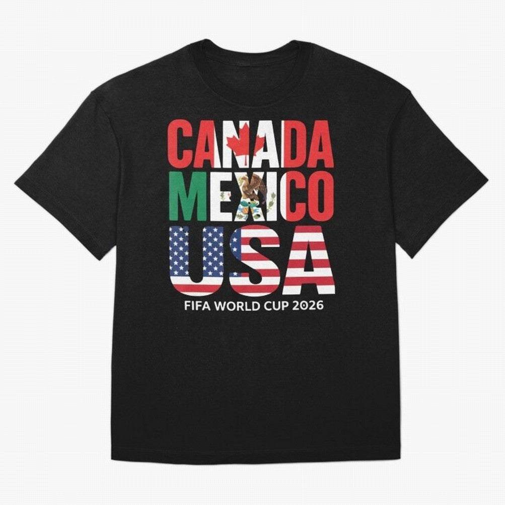 Canada Mexico USA 2026 World Cup Host Nations Oversized T-Shirt Show Passion for the Stars of FIFA World Cup 2026 for Fans of Neymar and Brazil, Bringing Championship Spirit, Famous Goals, Roaring Crowds and International Football Unity; Great for