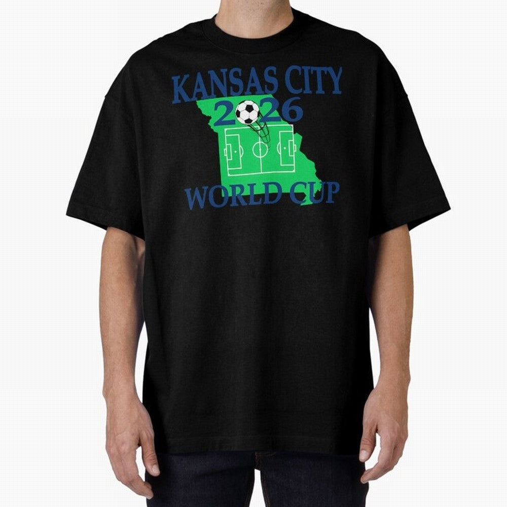 Kansas City 2026 world cup Oversized T-Shirt Bring Champion Energy into FIFA World Cup 2026 for Fans of Cristiano Ronaldo and Portugal, Bringing Retro Football Energy, Iconic Rivalries, Trophy Chase Drama and Stadium Atmosphere; Ideal for Fans Who