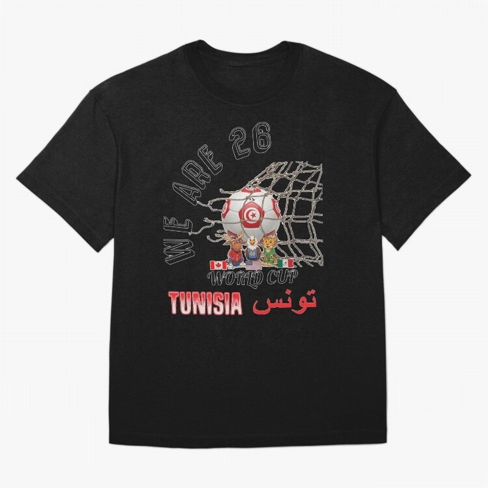 World cup 26 - Tunisia Oversized T-Shirt Build Match Day Hype around FIFA World Cup 2026 Group Stage, Messi, CR7 and Mbappe, England, Supporter Pride, Iconic Celebrations, Legendary Names and Global Match Day Energy; Perfect for Fans, Collectors,
