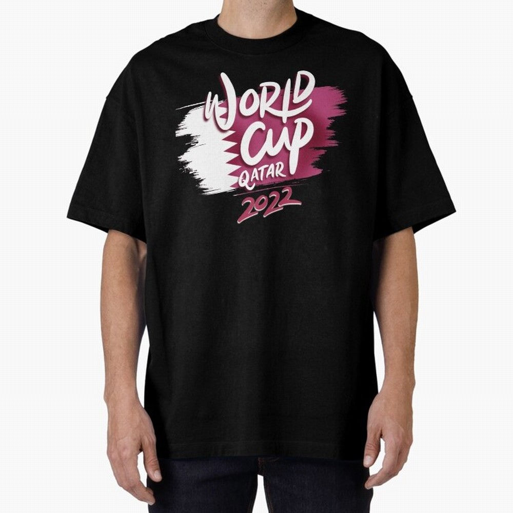 Qatar 2022 Oversized T-Shirt Represent FIFA World Cup 2026 for Fans of Messi, Neymar and Mbappe and England and Germany, Bringing Tournament Hype, Historic Matchups, Family Viewing Parties and Global Sports Pride; Perfect for Supporters Who Want