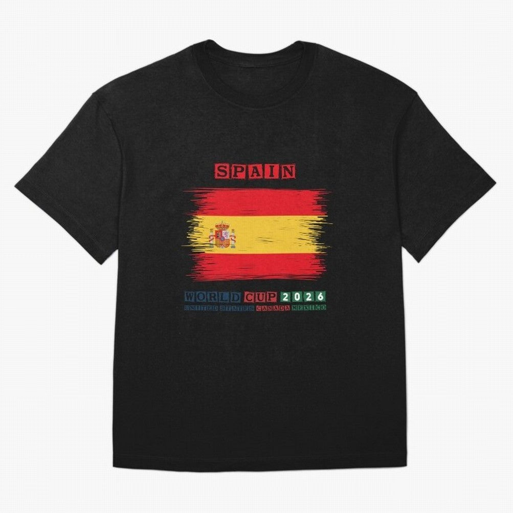 SPAIN WORLD CUP 2026 Oversized T-Shirt Show Up for the Glory of Global Football Passion for FIFA World Cup 2026 Group Stage, with Messi and Cristiano Ronaldo, Portugal, Spain and Germany, Classic Soccer Heritage, Championship Pressure, Fan Loyalty