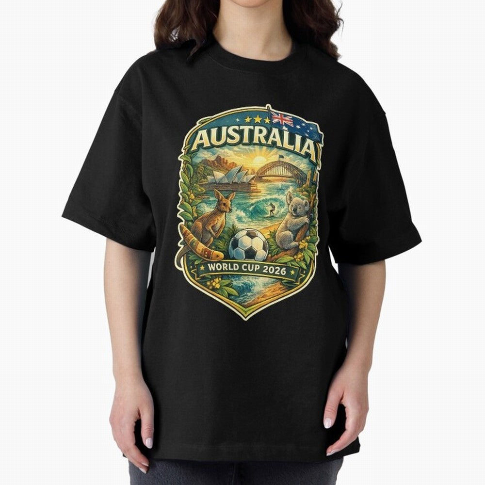 Australia FIFA World Cup 2026 Sydney Opera House Outback Kangaroo Coast Oversized T-Shirt Celebrate the FIFA World Cup 2026 Group Stage Journey through CR7 Highlights, England and Germany Pride, Champion Mindset, Group Stage Buzz, Knockout Tension