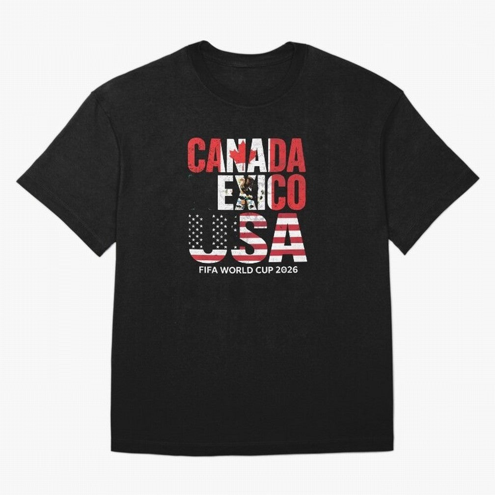 United 2026 World Cup - Canada, Mexico, USA Flags T-Shirt_83138002 Oversized T-Shirt Treasure Match Day Hype around FIFA World Cup 2026, Cristiano Ronaldo, Argentina, France and Brazil, Global Supporter Spirit, Legendary Goals, National Colors and