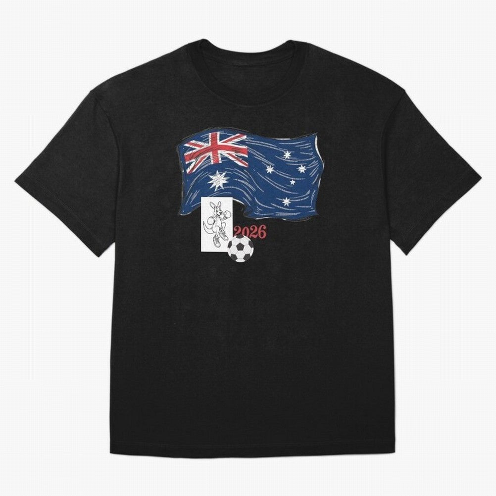 Australia 2026 Soccer Pride - Boxing Kangaroo & Dynamic Waving Flag. Oversized T-Shirt Celebrate Soccer Greatness during FIFA World Cup 2026 USA Canada Mexico Capturing CR7 and Messi, Portugal Energy, Fan Favorite Moments, National Team Passion,