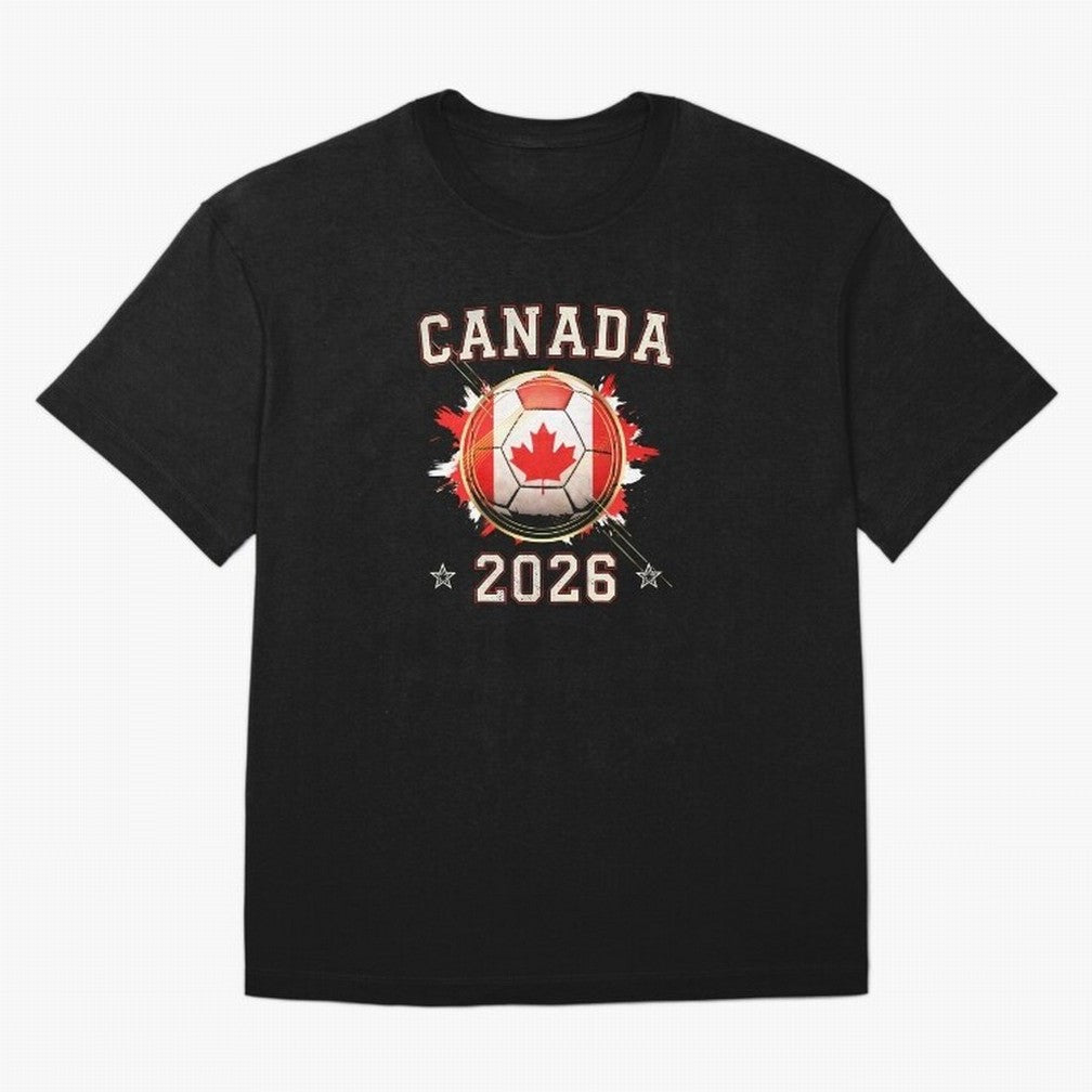 Front Print Canada Soccer World Cup 2026 - Canadian Fan Gift T-Shirt_84561562 Oversized T-Shirt Make Memories around FIFA World Cup 2026 USA Canada Mexico Spirit, Filled with France, Mbappe and Neymar, Football Festival Excitement, Trophy