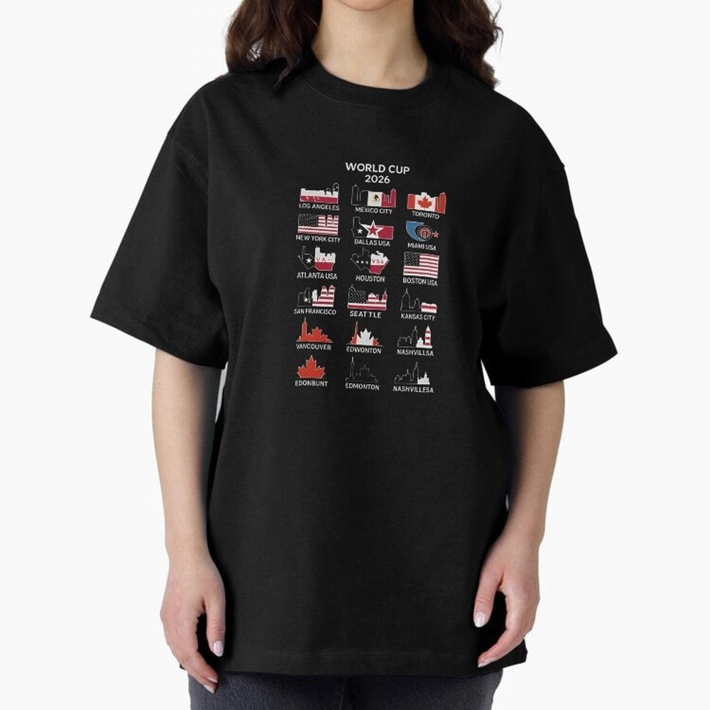 World Cup 2026 Host Cities T-Shirt_84292126 Oversized T-Shirt Bring Trophy Dreams to FIFA World Cup 2026 Group Stage for Fans of Haaland and Mbappe and France, Bringing Stadium Memories, Football Loyalty, International Chants and Championship