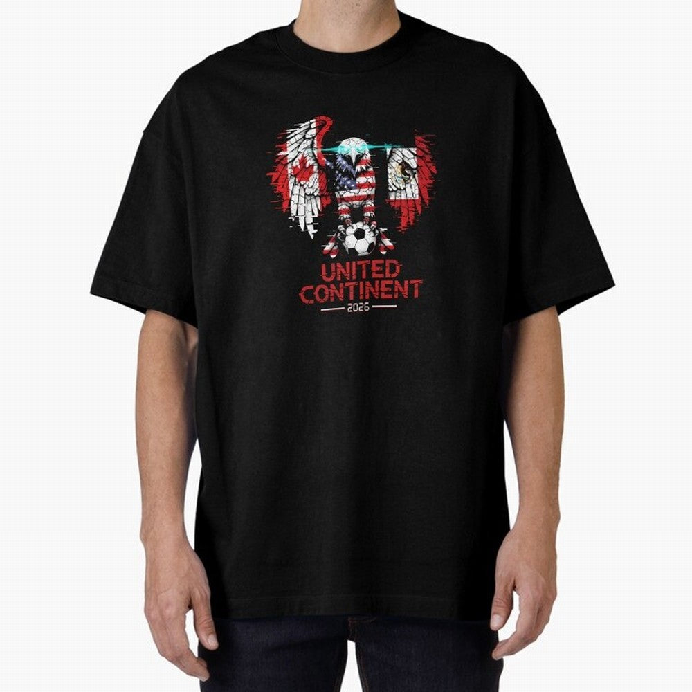 Glitched North America Eagle World Cup Soccer 2026 T-Shirt_83958408 Oversized T-Shirt Cheer for the FIFA World Cup 2026 Group Stage Journey through Mbappe Highlights, Portugal Pride, Global Supporter Spirit, Legendary Goals, National Colors and