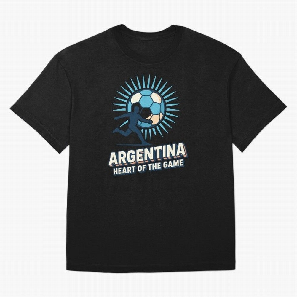 Argentina Heart of the Game ¨C Retro Soccer Fan Design Oversized T-Shirt Show Match Day Excitement for FIFA World Cup 2026 Group Stage Spirit, Highlighting Argentina and Brazil, Messi, Neymar and Mbappe, Match Day Excitement, Supporter Culture,