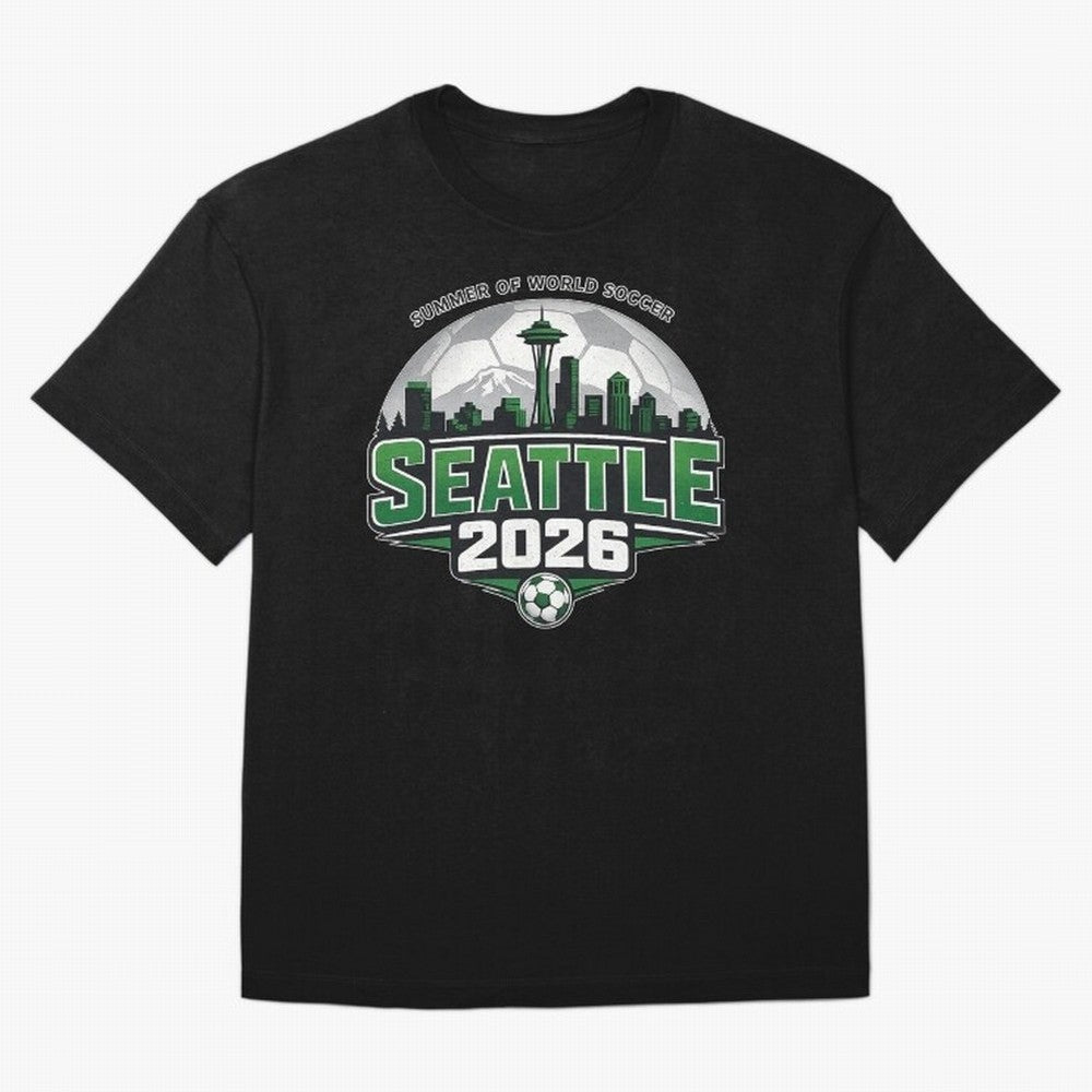 World Soccer Tournament Cup 2026 Seattle Oversized T-Shirt Make Every Kick Count in FIFA World Cup 2026 Filled with Cristiano Ronaldo, Haaland and CR7, Brazil Energy, Fan Favorite Moments, National Team Passion, Big Match Drama and Soccer History;