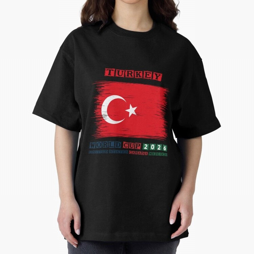 TURKEY WORLD CUP 2026 Oversized T-Shirt Relive Legendary Nights from FIFA World Cup 2026 Spirit, Celebrating France and Portugal, CR7, Tournament Hype, Historic Matchups, Family Viewing Parties and Global Sports Pride; Great for Supporters Who Love