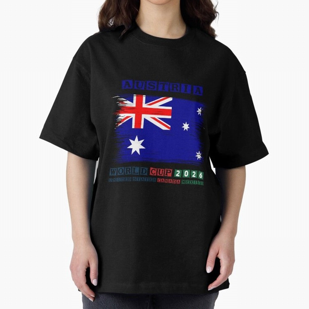 AUSTRIA WORLD CUP 2026 Oversized T-Shirt Share the Excitement of FIFA World Cup 2026 USA Canada Mexico Spirit, Driven by England and Germany, Neymar, Haaland and Cristiano Ronaldo, Classic Soccer Heritage, Championship Pressure, Fan Loyalty and