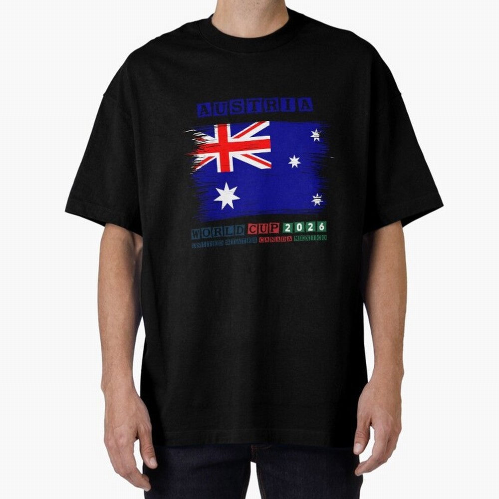 AUSTRIA WORLD CUP 2026 Oversized T-Shirt Share the Excitement of FIFA World Cup 2026 USA Canada Mexico Spirit, Driven by England and Germany, Neymar, Haaland and Cristiano Ronaldo, Classic Soccer Heritage, Championship Pressure, Fan Loyalty and