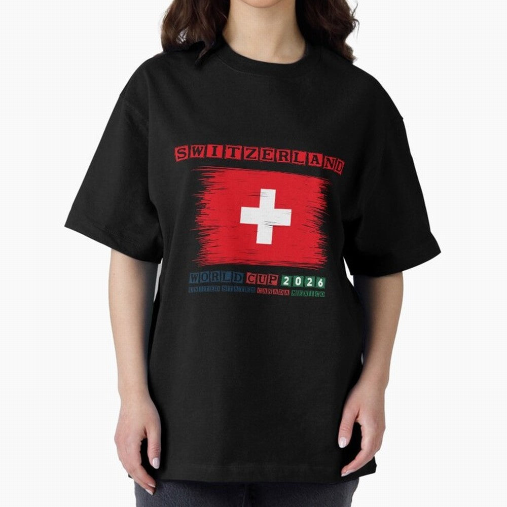 SWETZERLAND WORLD CUP 2026 Oversized T-Shirt Follow FIFA World Cup 2026 Centered on CR7 and Messi, France and Portugal Energy, Goal Celebration Energy, Supporter Heritage, Football Icons and Worldwide Tournament Joy; Made for Die Hard Supporters,