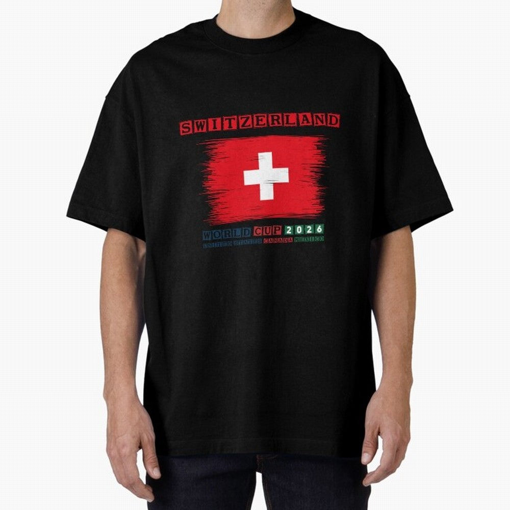 SWETZERLAND WORLD CUP 2026 Oversized T-Shirt Follow FIFA World Cup 2026 Centered on CR7 and Messi, France and Portugal Energy, Goal Celebration Energy, Supporter Heritage, Football Icons and Worldwide Tournament Joy; Made for Die Hard Supporters,