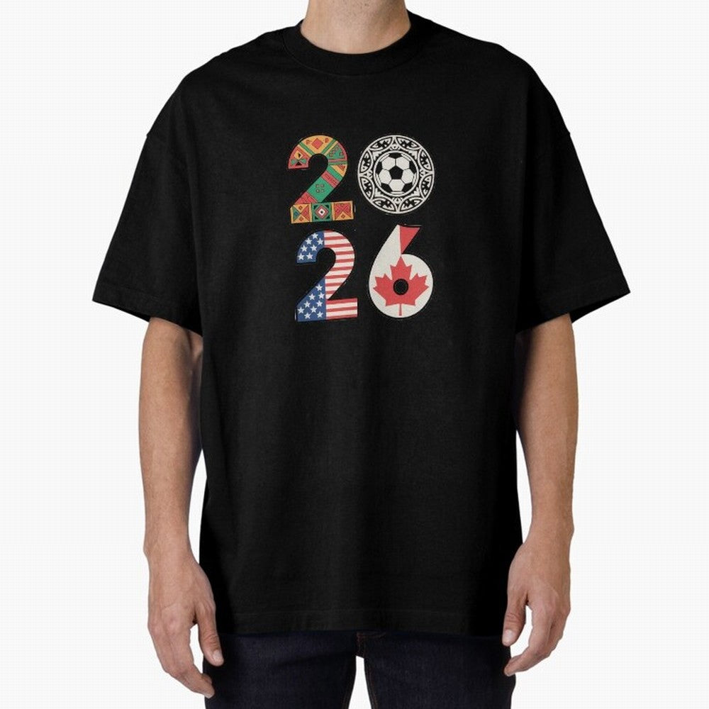 2026 Football Countries Design ¨C USA, Canada & Mexico Inspired Art Oversized T-Shirt Make Game Day About FIFA World Cup 2026 for Fans of Messi and England, Bringing Fan Favorite Moments, National Team Passion, Big Match Drama and Soccer History;