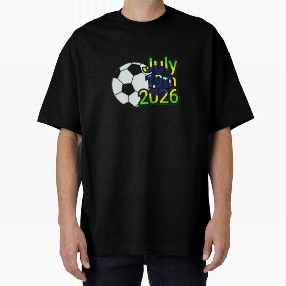 USA 2026- Brazil Oversized T-Shirt Remember FIFA World Cup 2026 USA Canada Mexico for Fans of Messi, CR7 and Mbappe and Argentina and Brazil, Bringing Vintage Soccer Flavor, Modern Football Stars, National Flags and Final Night Emotion; Made for