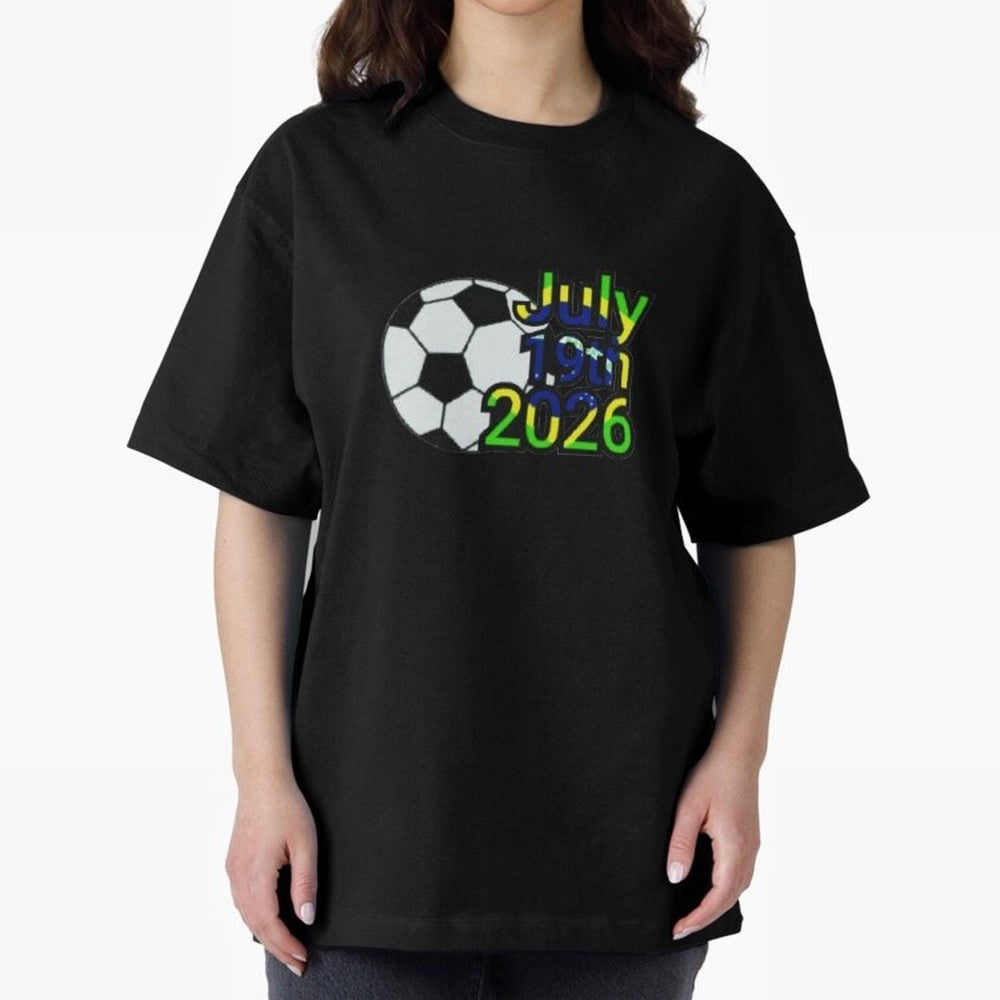 USA 2026- Brazil Oversized T-Shirt Remember FIFA World Cup 2026 USA Canada Mexico for Fans of Messi, CR7 and Mbappe and Argentina and Brazil, Bringing Vintage Soccer Flavor, Modern Football Stars, National Flags and Final Night Emotion; Made for