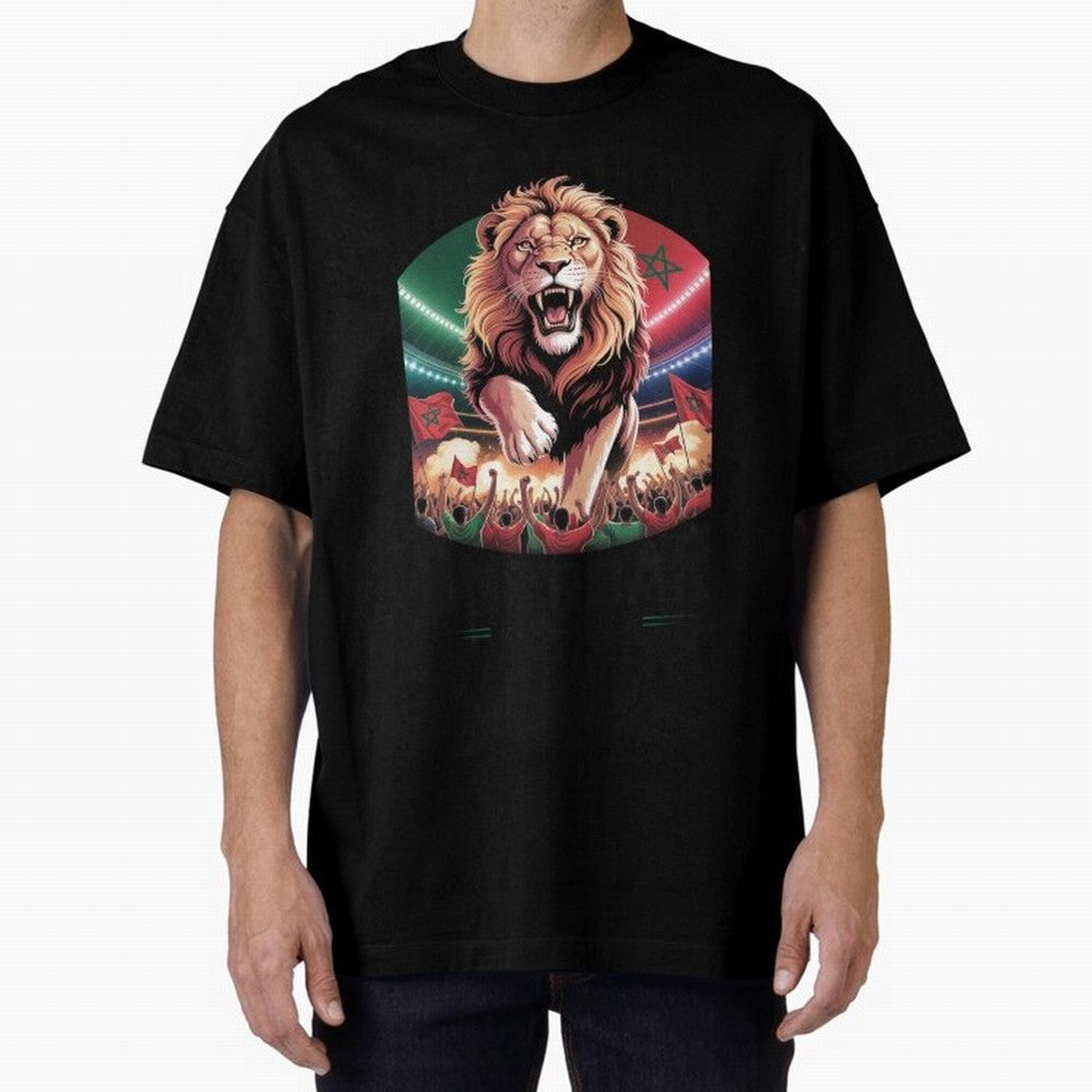 Morocco Football - One Nation, One Roar Oversized T-Shirt Unlock Match Day Hype around FIFA World Cup 2026 USA Canada Mexico, Mbappe and Neymar, France, Match Day Excitement, Supporter Culture, Golden Goals and Global Football Passion; Built for