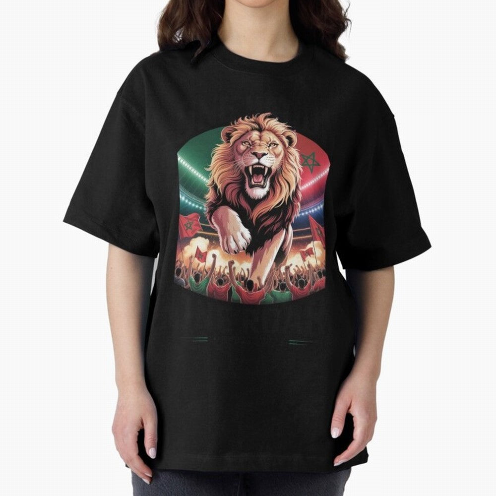 Morocco Football - One Nation, One Roar Oversized T-Shirt Unlock Match Day Hype around FIFA World Cup 2026 USA Canada Mexico, Mbappe and Neymar, France, Match Day Excitement, Supporter Culture, Golden Goals and Global Football Passion; Built for