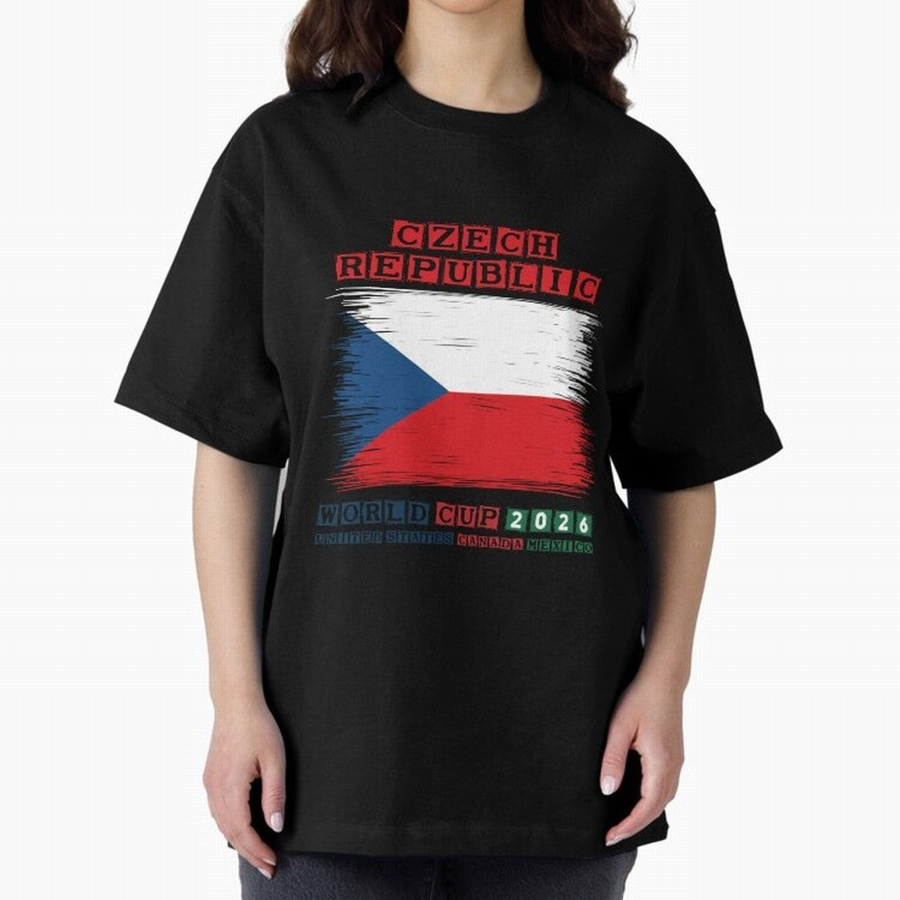Czech Republic WORLD CUP 2026 Oversized T-Shirt Support Your Favorite Stars during the FIFA World Cup 2026 USA Canada Mexico Journey through Messi, Neymar and Mbappe Highlights, Argentina, France and Brazil Pride, Vintage Soccer Flavor, Modern
