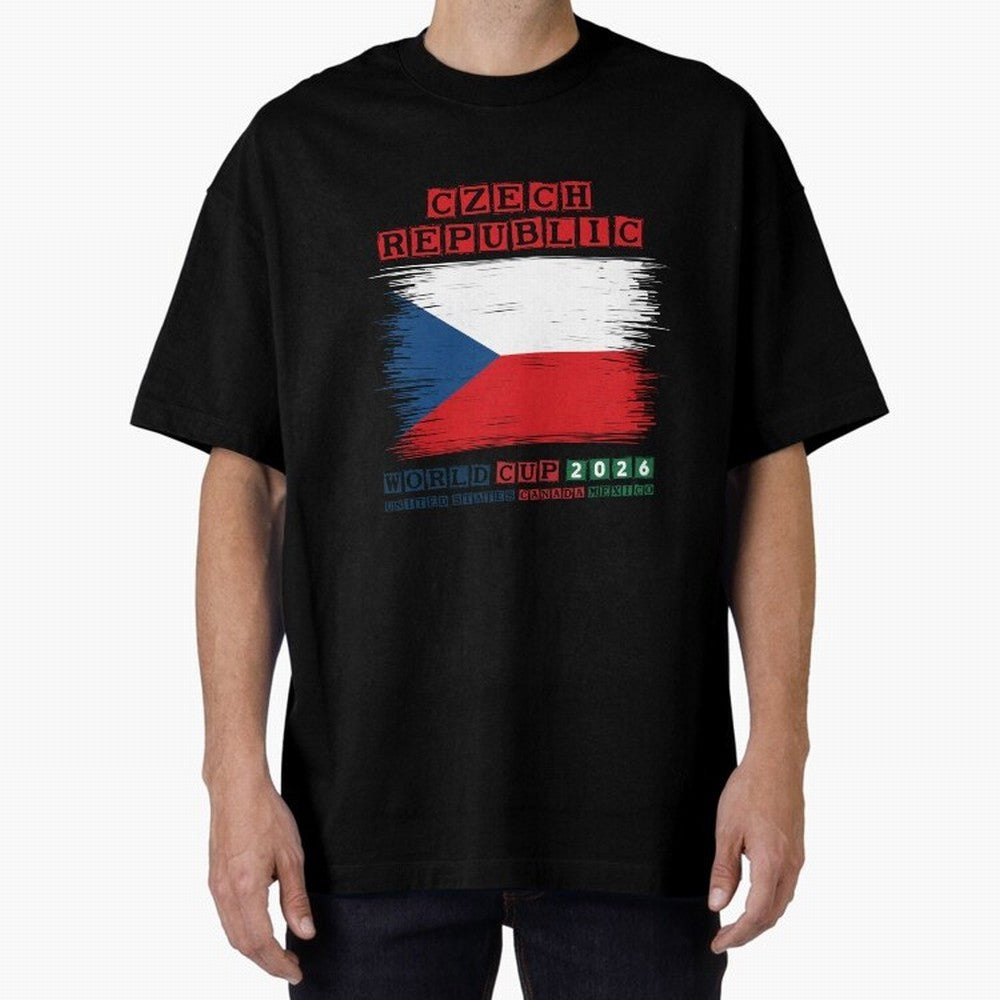 Czech Republic WORLD CUP 2026 Oversized T-Shirt Support Your Favorite Stars during the FIFA World Cup 2026 USA Canada Mexico Journey through Messi, Neymar and Mbappe Highlights, Argentina, France and Brazil Pride, Vintage Soccer Flavor, Modern