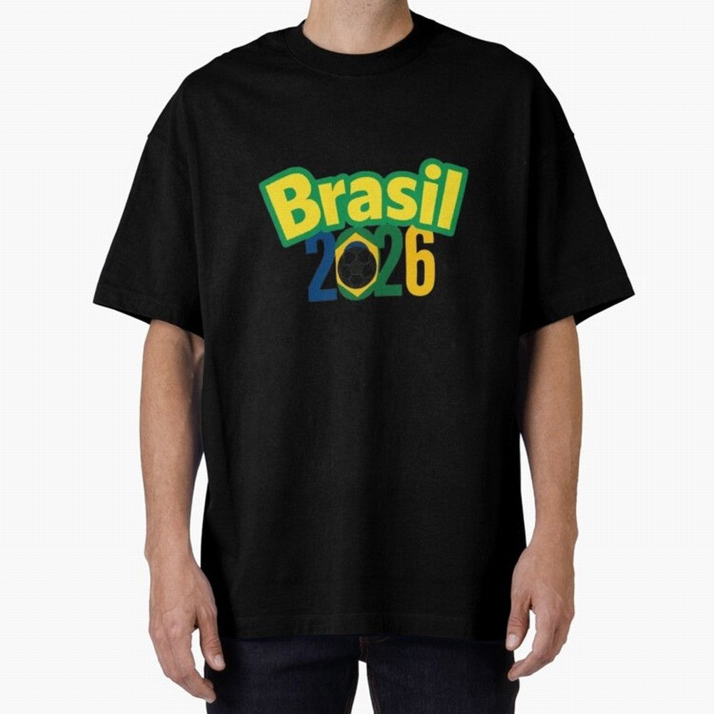 Brasil 2026 Football Mission - Road to Next World Cup T-Shirt Oversized T-Shirt Honor the Beautiful Game during the FIFA World Cup 2026 Journey through Messi, CR7 and Mbappe Highlights, Brazil, Portugal and Argentina Pride, Vintage Soccer Flavor,