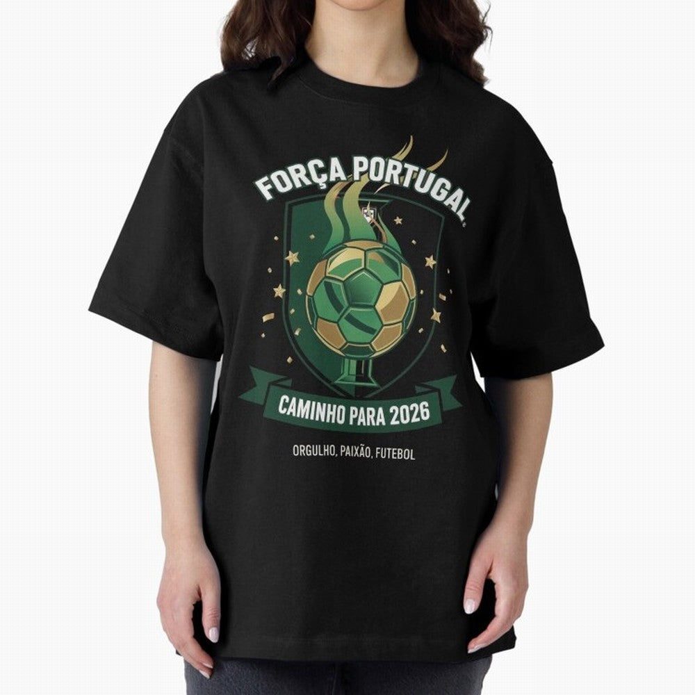 Portugal World Cup 2026 Fan Art Oversized T-Shirt Support Global Football Passion for FIFA World Cup 2026, Featuring Cristiano Ronaldo, Spain and Netherlands, Soccer Culture, Superstar Moments, National Team Dreams and Competitive Fire; Perfect for