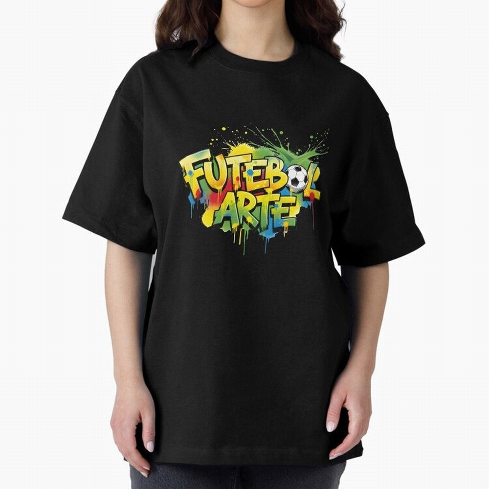 Brazil - World Cup 2026 Oversized T-Shirt Stand with FIFA World Cup 2026 USA Canada Mexico Spirit, Highlighting England, Neymar, Haaland and Cristiano Ronaldo, Retro Football Energy, Iconic Rivalries, Trophy Chase Drama and Stadium Atmosphere;