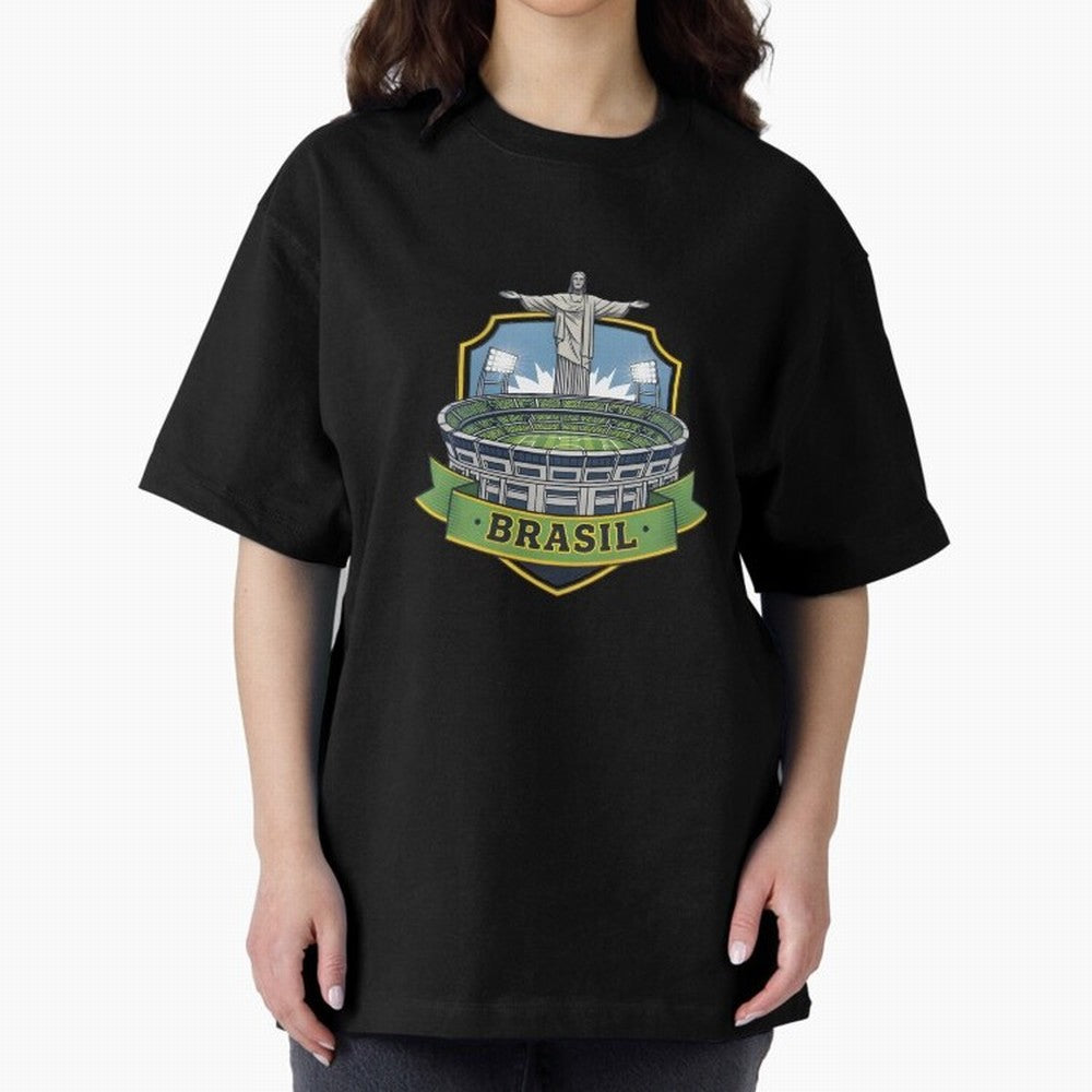 Brazil - World Cup 2026 Oversized T-Shirt Support Iconic Players in FIFA World Cup 2026 USA Canada Mexico Centered on Neymar, Portugal, Spain and Germany Energy, Goal Celebration Energy, Supporter Heritage, Football Icons and Worldwide Tournament