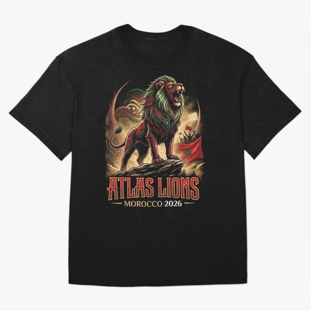 Morocco Team - World Cup 2026 Fan Oversized T-Shirt Cheer for FIFA World Cup 2026 Group Stage Featuring Haaland and Mbappe, Spain Energy, Global Supporter Spirit, Legendary Goals, National Colors and Tournament Celebration; Great for Supporters Who