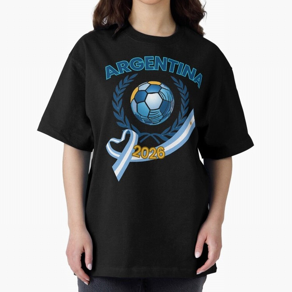 Argentina 2026 Oversized T-Shirt Show Passion for the Stars of Global Football Passion for FIFA World Cup 2026, Capturing Messi, Argentina and Brazil, Game Day Rituals, Football Legends, Country Pride and the Road to the Final; Made for Collectors