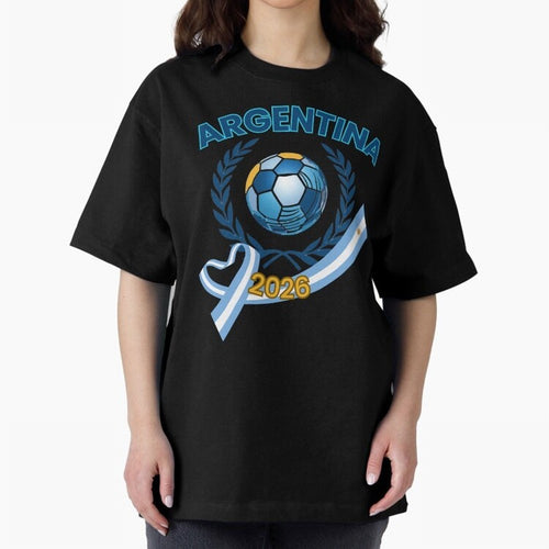 Argentina 2026 Oversized T-Shirt Show Passion for the Stars of Global Football Passion for FIFA World Cup 2026, Capturing Messi, Argentina and Brazil, Game Day Rituals, Football Legends, Country Pride and the Road to the Final; Made for Collectors