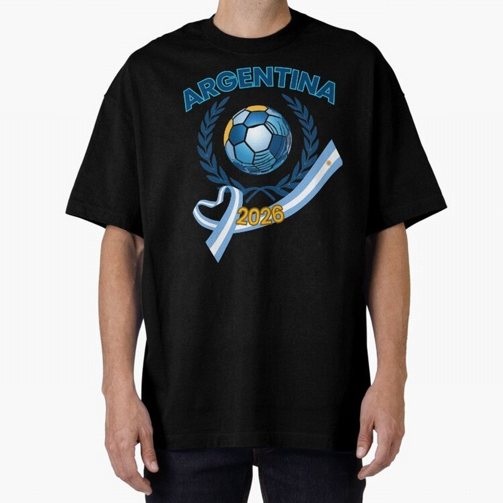 Argentina 2026 Oversized T-Shirt Show Passion for the Stars of Global Football Passion for FIFA World Cup 2026, Capturing Messi, Argentina and Brazil, Game Day Rituals, Football Legends, Country Pride and the Road to the Final; Made for Collectors