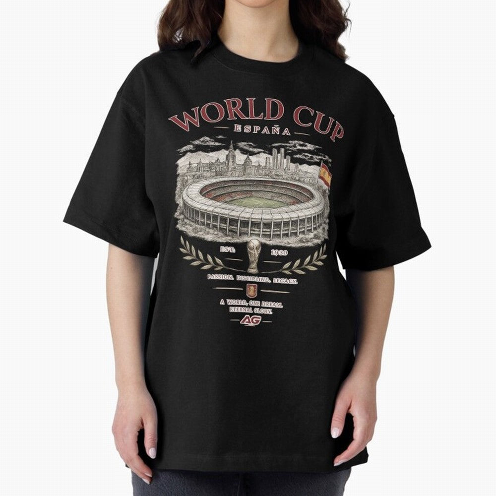 Spain World Cup Vintage Streetwear Oversized T-Shirt Celebrate Global Passion for FIFA World Cup 2026 Group Stage Spirit, Filled with Argentina, France and Brazil, Cristiano Ronaldo, Stadium Memories, Football Loyalty, International Chants and