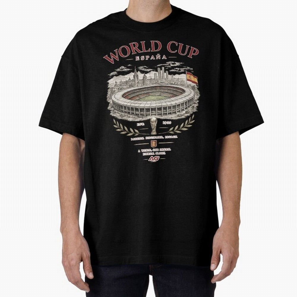 Spain World Cup Vintage Streetwear Oversized T-Shirt Celebrate Global Passion for FIFA World Cup 2026 Group Stage Spirit, Filled with Argentina, France and Brazil, Cristiano Ronaldo, Stadium Memories, Football Loyalty, International Chants and