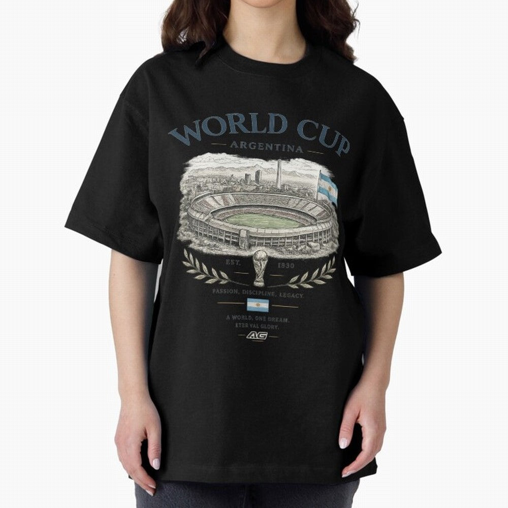 Argentina World Cup Vintage Streetwear Oversized T-Shirt Celebrate Football Dreams Across FIFA World Cup 2026 USA Canada Mexico for Fans of Messi, CR7 and Mbappe and Portugal, Bringing Fan Favorite Moments, National Team Passion, Big Match Drama