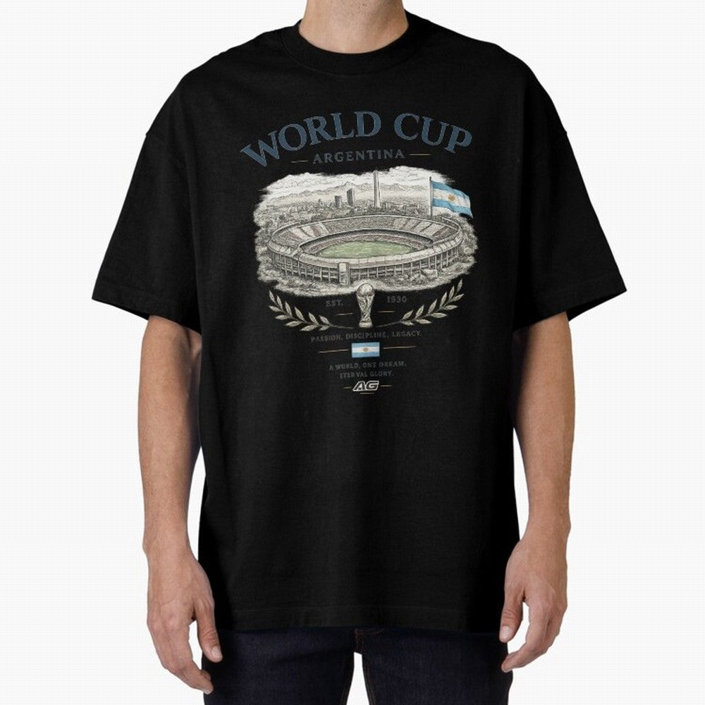 Argentina World Cup Vintage Streetwear Oversized T-Shirt Celebrate Football Dreams Across FIFA World Cup 2026 USA Canada Mexico for Fans of Messi, CR7 and Mbappe and Portugal, Bringing Fan Favorite Moments, National Team Passion, Big Match Drama