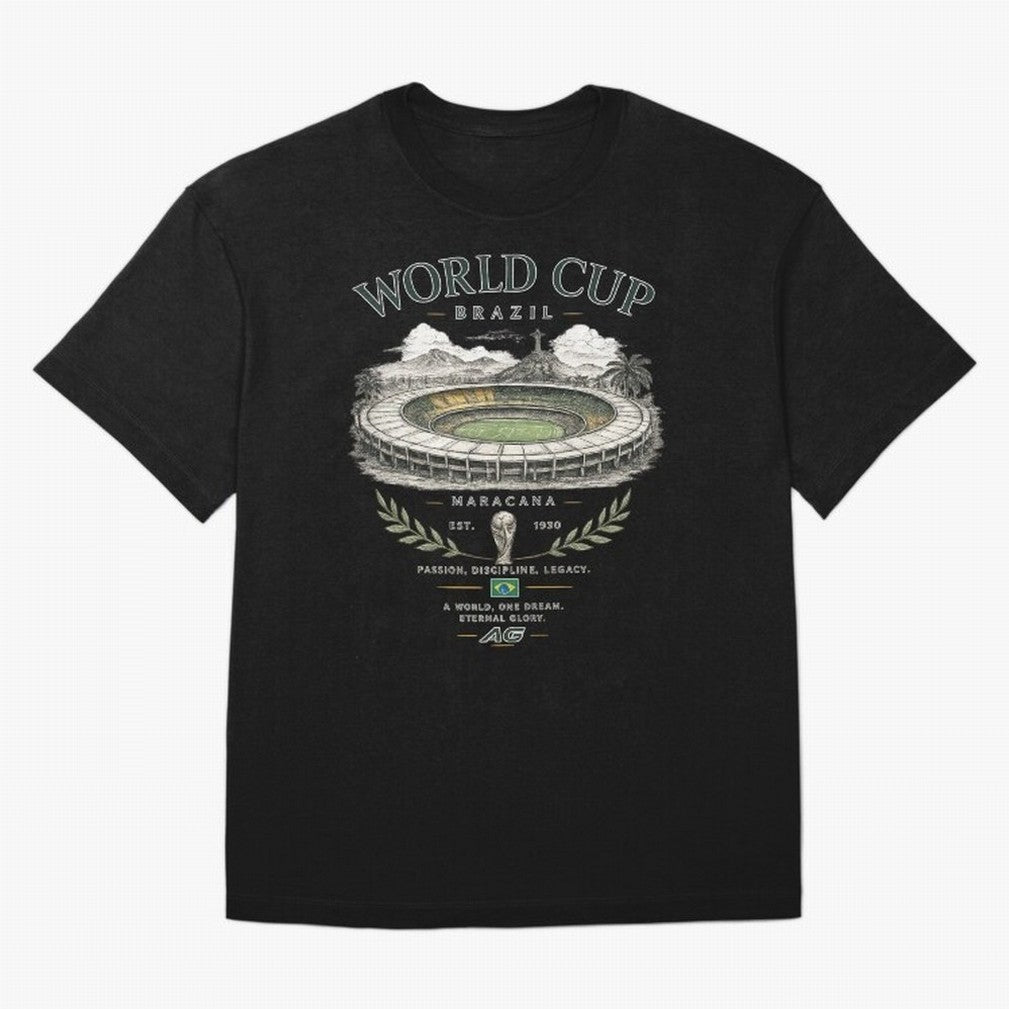 Brazil World Cup Maracana Streetwear Oversized T-Shirt Support FIFA World Cup 2026 USA Canada Mexico Capturing Mbappe, Brazil Energy, Football Festival Excitement, Trophy Ambitions, Country Rivalries and Star Player Buzz; Created for Match Day
