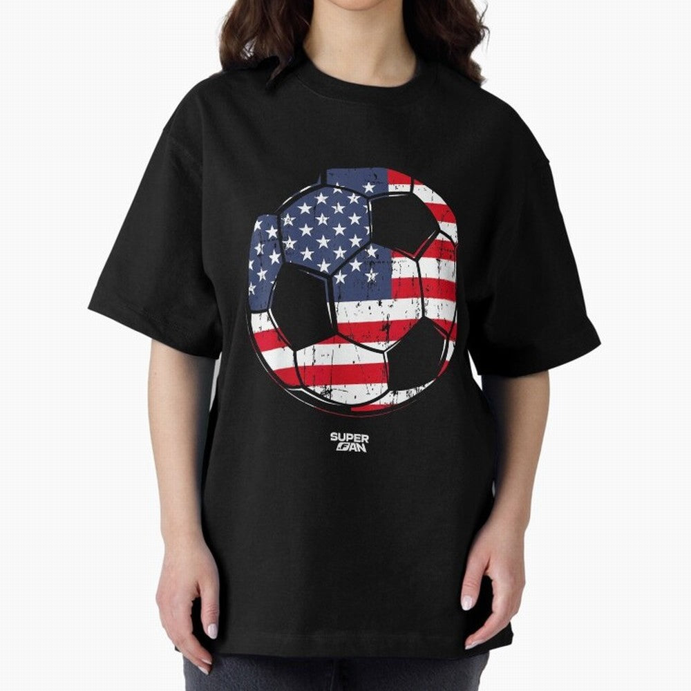 2026 USA Soccer Fan World Cup Oversized T-Shirt Upgrade Global Football Passion for FIFA World Cup 2026 USA Canada Mexico, Highlighting Cristiano Ronaldo, Haaland and CR7, Argentina, France and Brazil, Football Festival Excitement, Trophy
