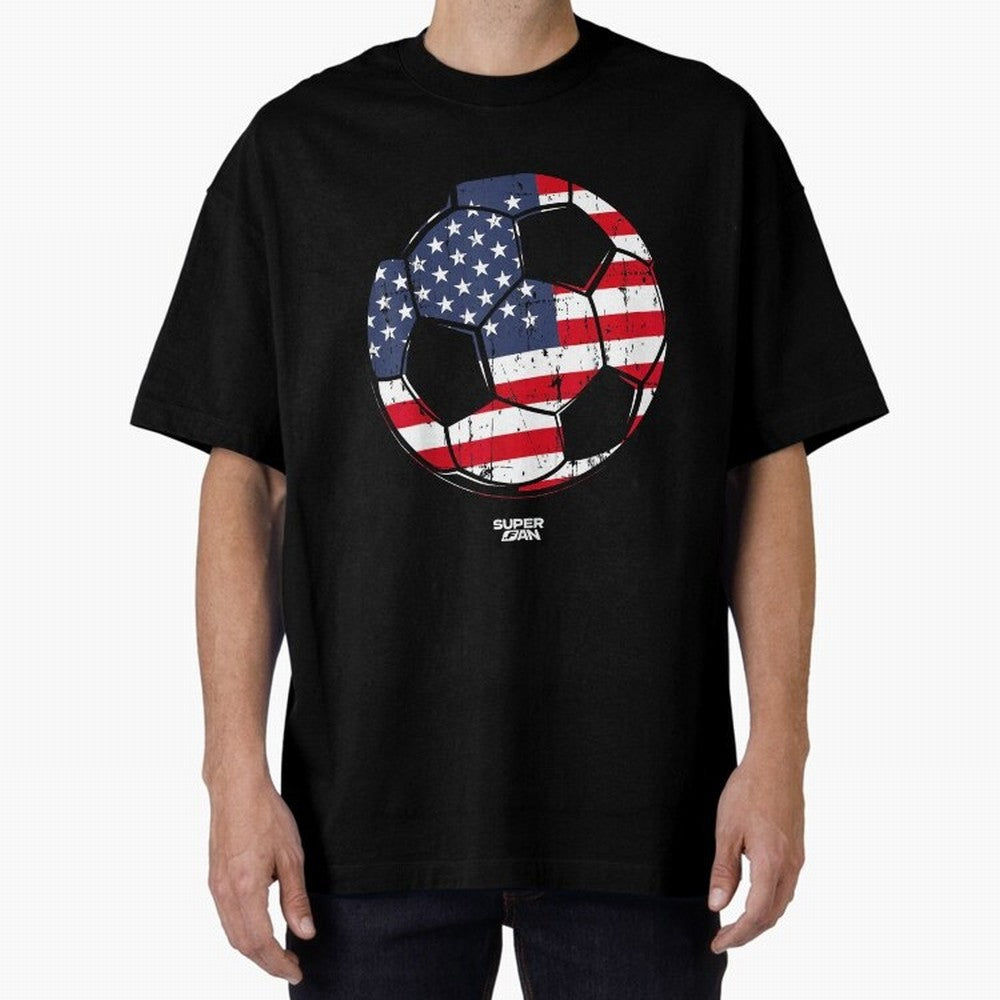 2026 USA Soccer Fan World Cup Oversized T-Shirt Upgrade Global Football Passion for FIFA World Cup 2026 USA Canada Mexico, Highlighting Cristiano Ronaldo, Haaland and CR7, Argentina, France and Brazil, Football Festival Excitement, Trophy