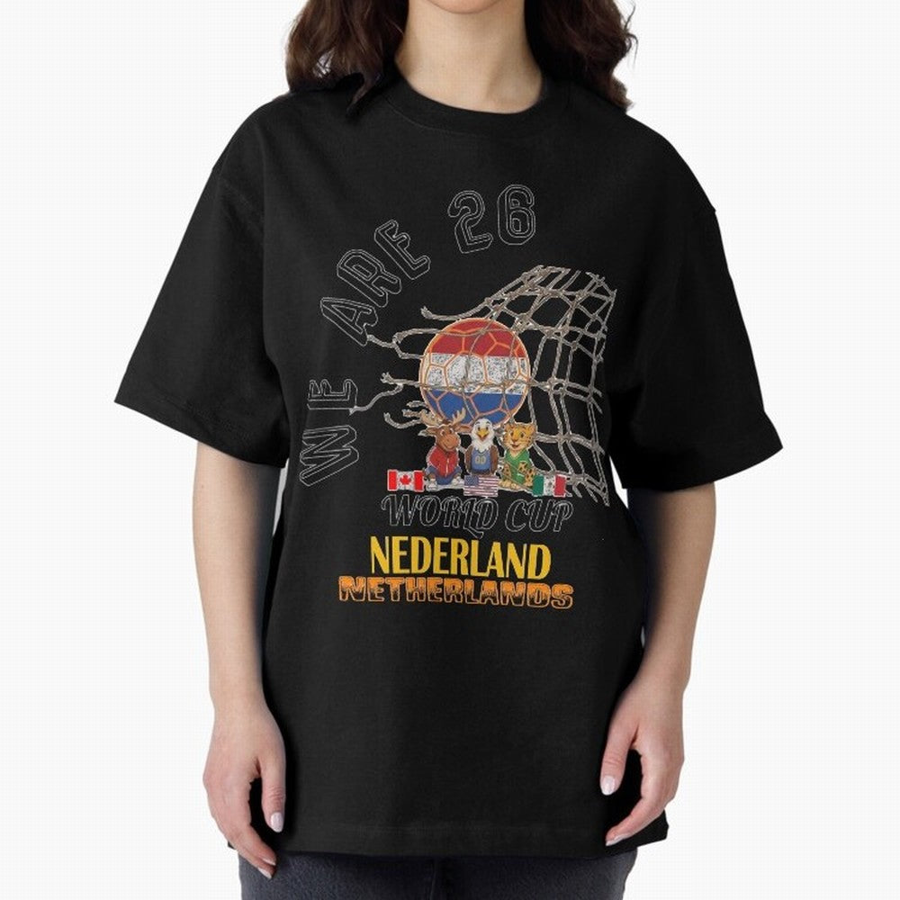 World cup 26 - Netherlands Oversized T-Shirt Celebrate National Team Dreams in the FIFA World Cup 2026 Group Stage Journey through Messi, CR7 and Mbappe Highlights, Portugal, Spain and Germany Pride, Football History, Final Match Energy, Crowd