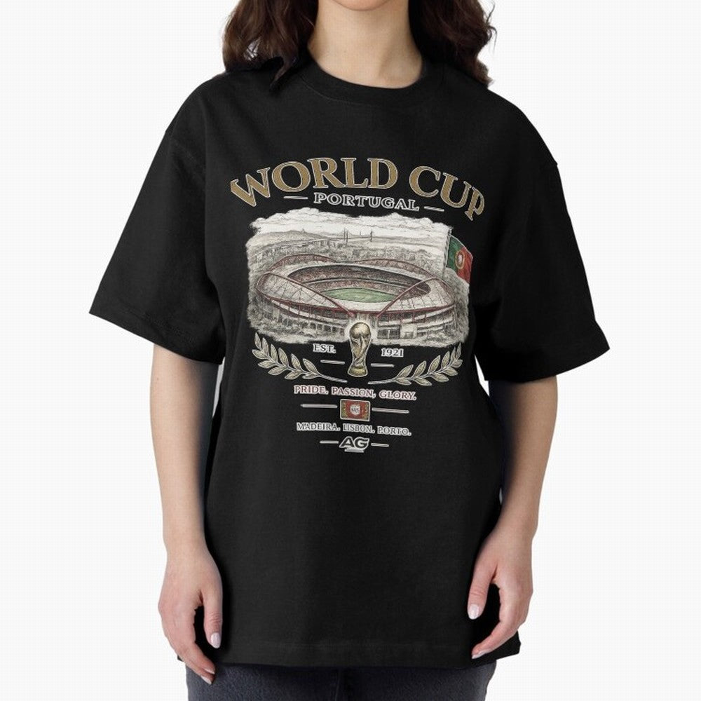 Portugal World Cup Estadio Da Luz Oversized T-Shirt Relive the Noise and Pride of FIFA World Cup 2026 Group Stage Spirit, Driven by Spain, Mbappe, Sports Nostalgia, International Competition, Famous Players and Unforgettable Victories; Created for