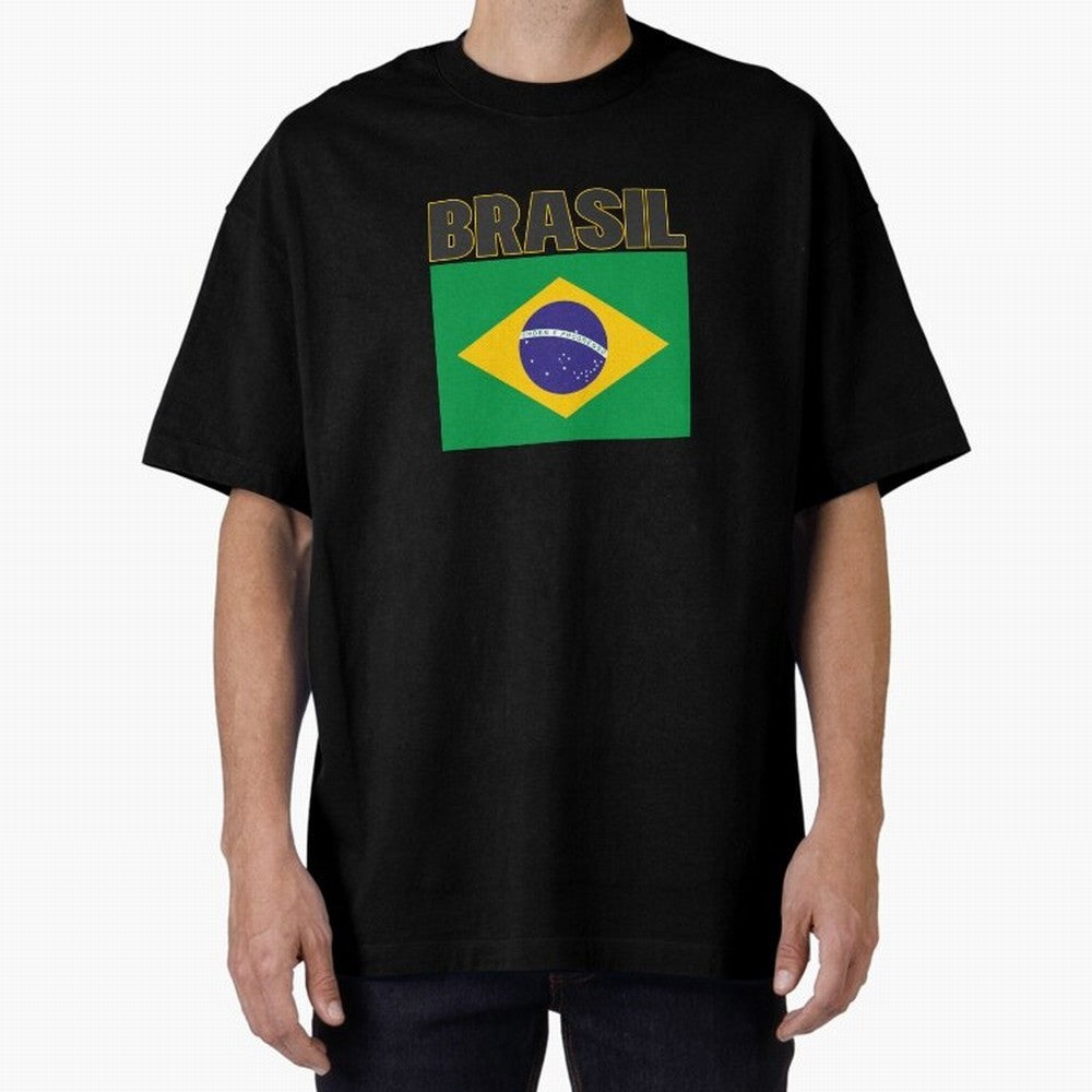 Brasil Flag Oversized T-Shirt Refresh Global Football Passion for FIFA World Cup 2026 USA Canada Mexico, Made for Messi, CR7 and Mbappe, Brazil, Champion Mindset, Group Stage Buzz, Knockout Tension and Passionate Fan Culture; Ideal for Passionate